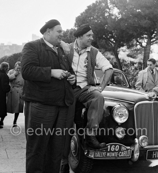 N° 160 Korpoo / Pulkkinen on Jaguar Mark VII. Rallye Monte Carlo 1952. - Photo by Edward Quinn