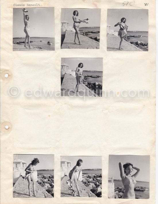 Claude Renault, Miss France 1950. Antibes 1951. Contact prints. Photos from original negatives available. - Photo by Edward Quinn