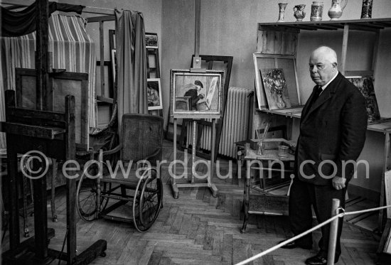 Jean Renoir at the reconstructed studio of his father Auguste Renoir. At Domaine des Collettes, the estate of the Renoir family. Cagnes-sur-Mer 1962. - Photo by Edward Quinn