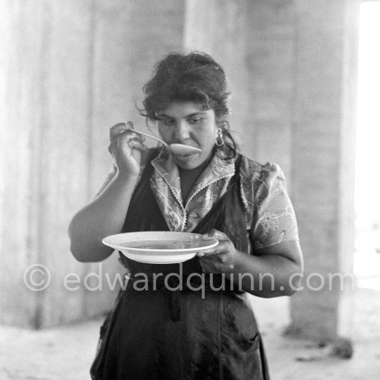 Gypsies on the occasion of the yearly pilgrimage and festival of the Gypsies in honor of Saint Sara, Saintes-Maries-de-la-Mer in 1953. - Photo by Edward Quinn