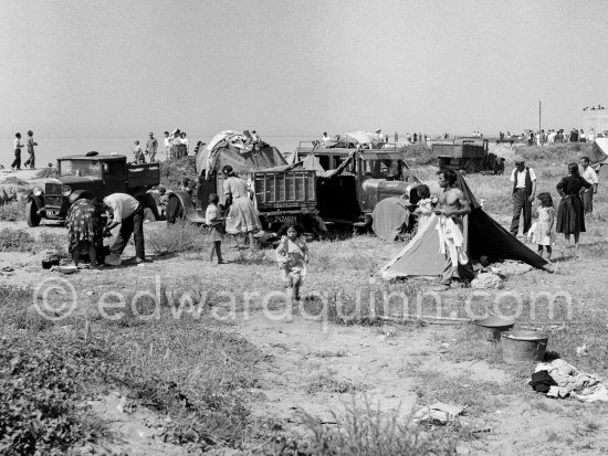 Gypsies on the occasion of the yearly pilgrimage and festival of the Gypsies in honor of Saint Sara, Saintes-Maries-de-la-Mer in 1953. - Photo by Edward Quinn