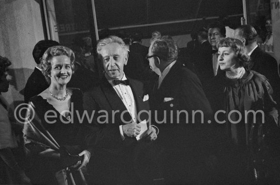 Arthur and Jacqueline Rubinstein, Marcel Achard and his wife. Cannes Film Festival 1958. - Photo by Edward Quinn