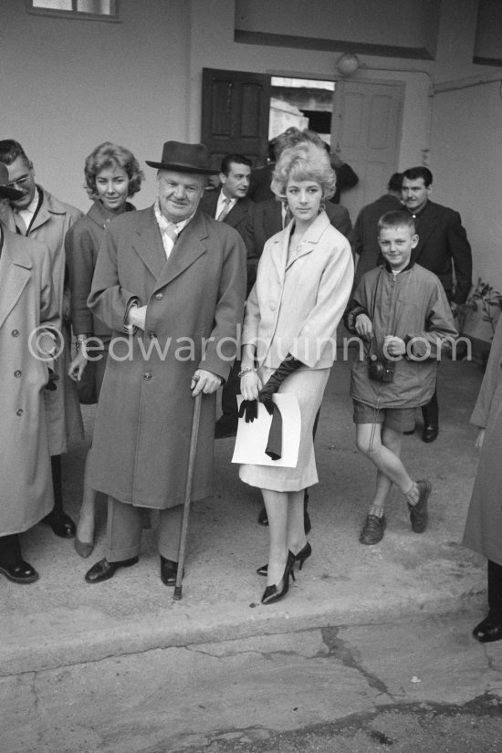 Maurice Thorez, leader of the French Communist Party (PCF). On the occasion of the unveiling of Picasso\'s mural "The Fall of Icarus" ("La chute d\'Icare") for the conference hall of UNESCO building in Paris. Vallauris, 29 March 1958. - Photo by Edward Quinn