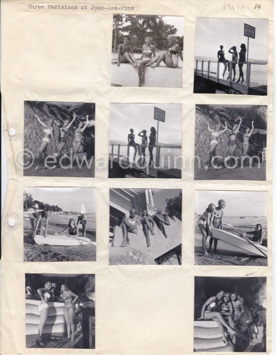 Three Parisiennes. Juan-les-Pins 1951. Contact prints. Photos from original negatives available. - Photo by Edward Quinn