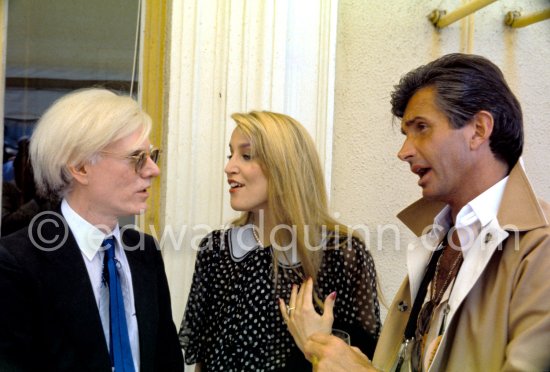 Andy Warhol, George Hamilton, Jerry Hall. Cannes Film Festival 1979. - Photo by Edward Quinn