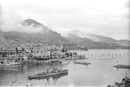 USS Everett F. Larson, a Gearing-class destroyer of the United States Navy. Monaco harbor 1950. - Photo by Edward Quinn