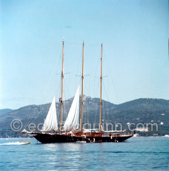 Stavros Niarchos\' Schooner "Le Creole". Near Villefranche, 1955 - Photo by Edward Quinn