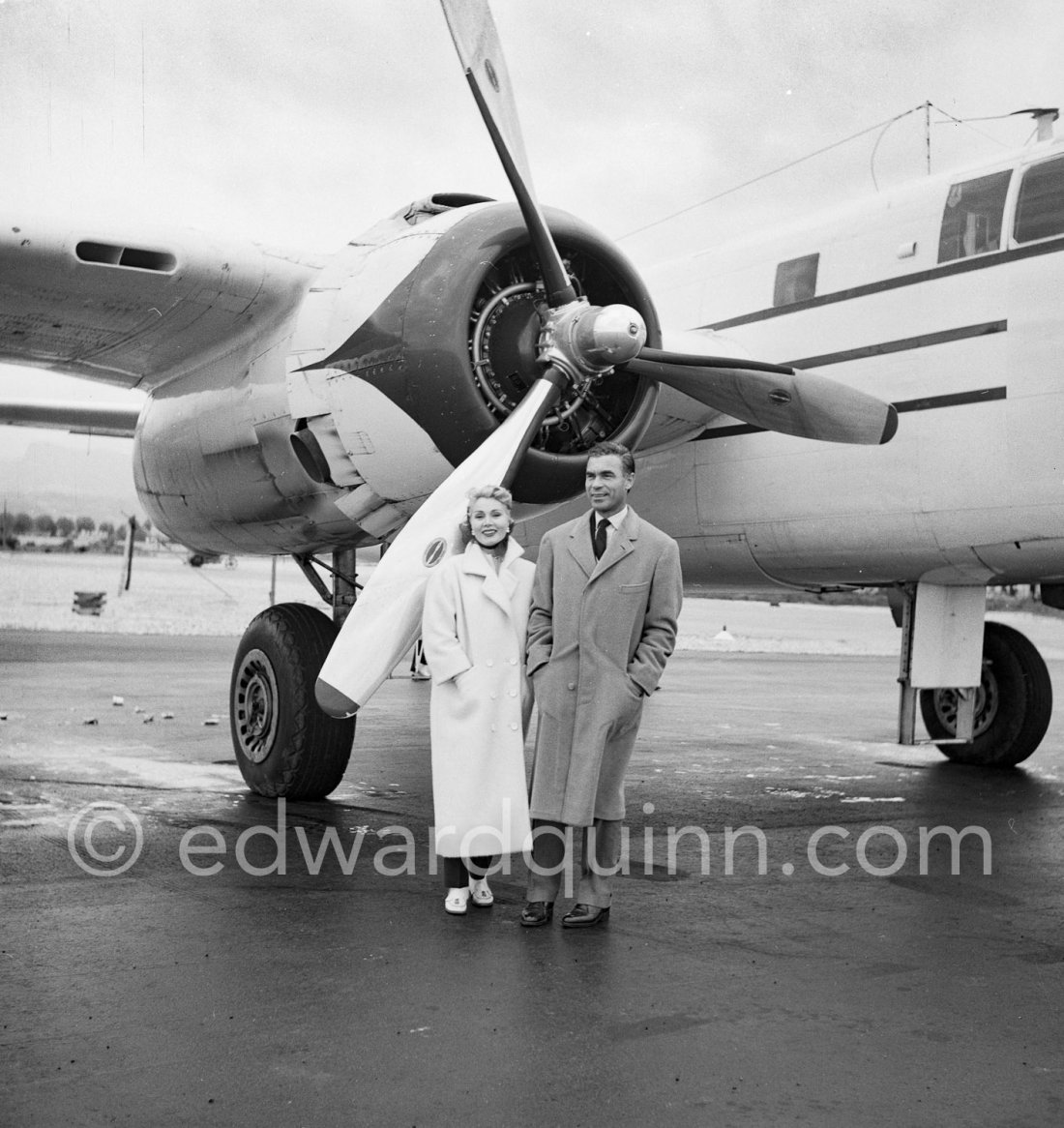 Zsa Zsa Gabor And Porfirio Rubirosa In Front Of The Private Plane Of ...