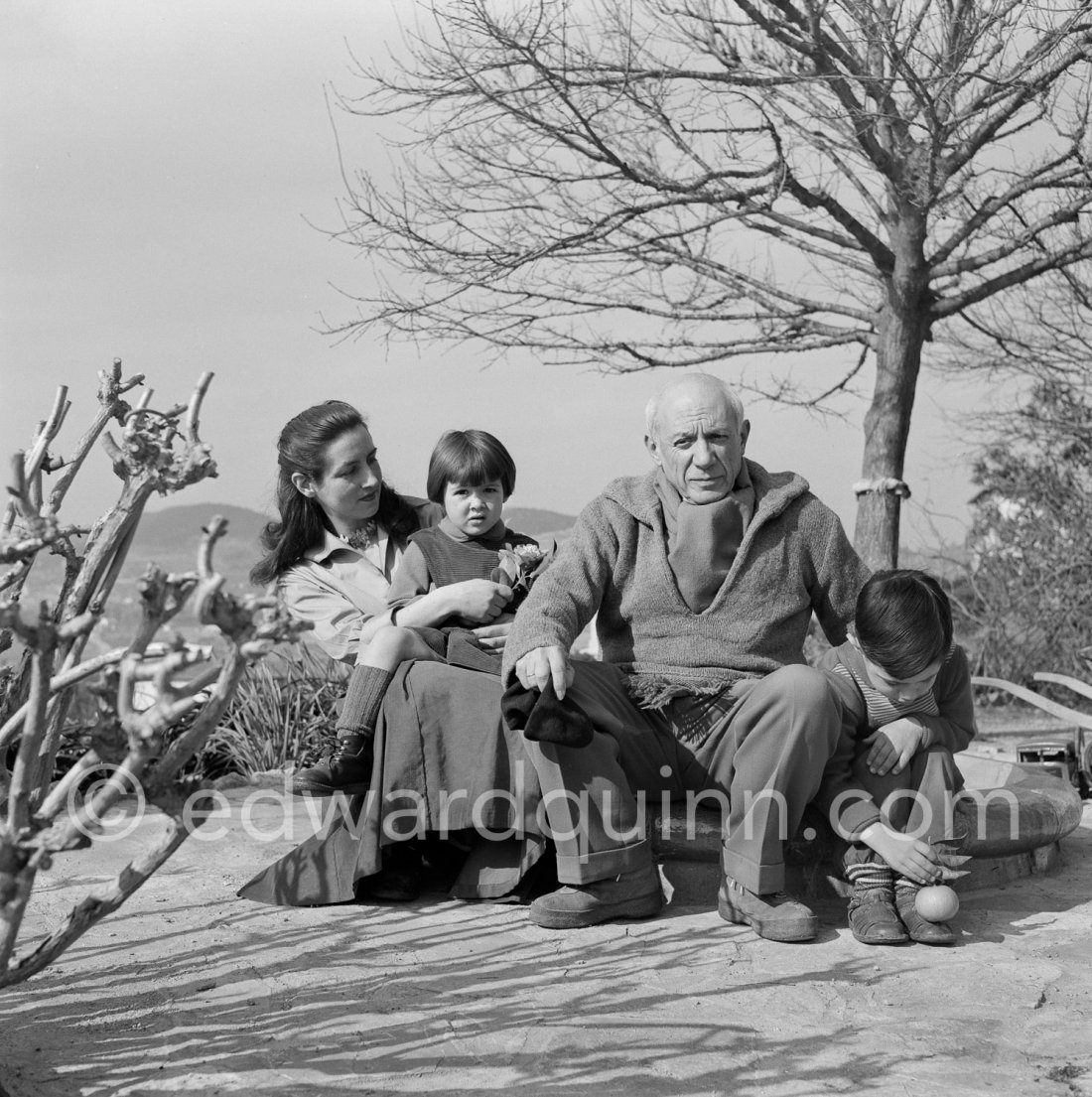 Pablo Picasso Françoise Gilot Claude Picasso And Paloma Picasso In The Garden Of La Galloise 5581