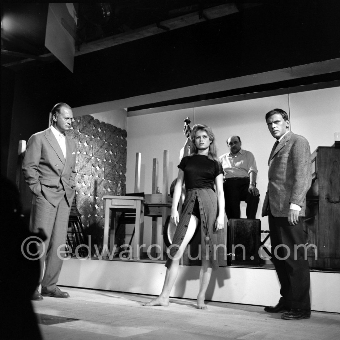 Curd Jürgens, Brigitte Bardot and Jean-Louis Trintignant during filming ...