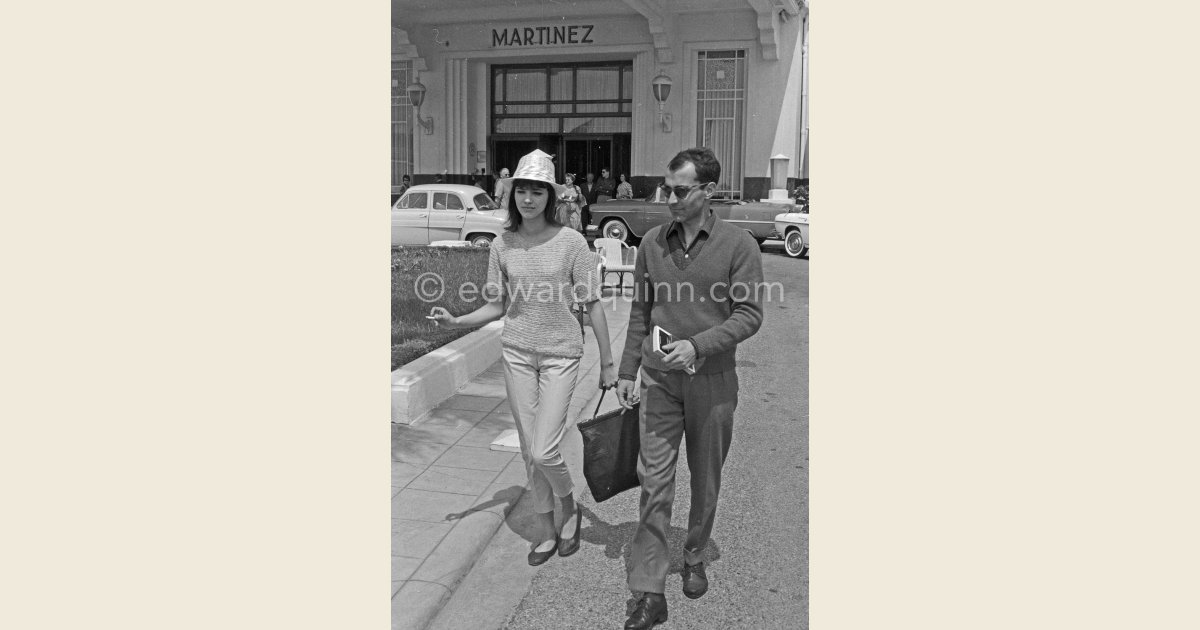 Jean Luc Godard And Anna Karina In Front Of Hotel Martinez Cannes 1960 Edward Quinn Photographer 7152