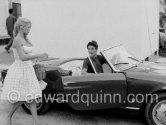 Brigitte Bardot and Jacques Charrier. Alfa Giulietta Spider. Studios de la Victorine, Nice 1958. - Photo by Edward Quinn